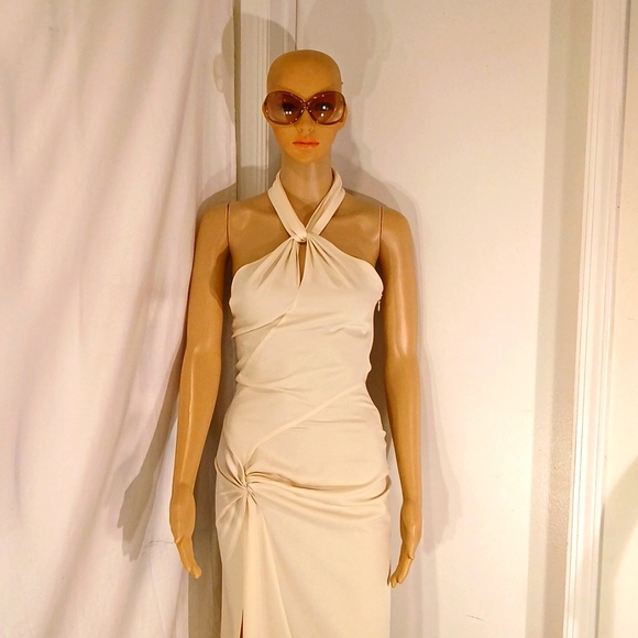 π₯ π₯ NWT Ronny Kobo Collection Ivory/Cream Sleeveless Halter Gown/Dress. - Picture 13 of 15